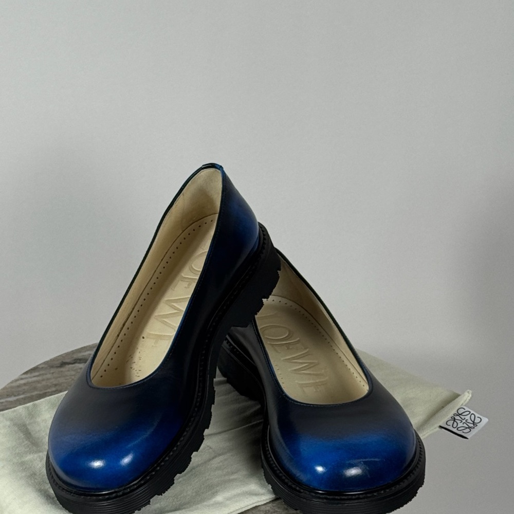 Loewe Blue Gradient Round-Toe Leather Flats